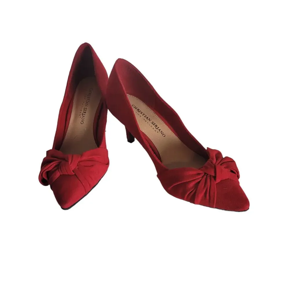 Christian Siriano for Payless Women's Bow Pointed Toe Suede Pump Heels Sz 6 Red